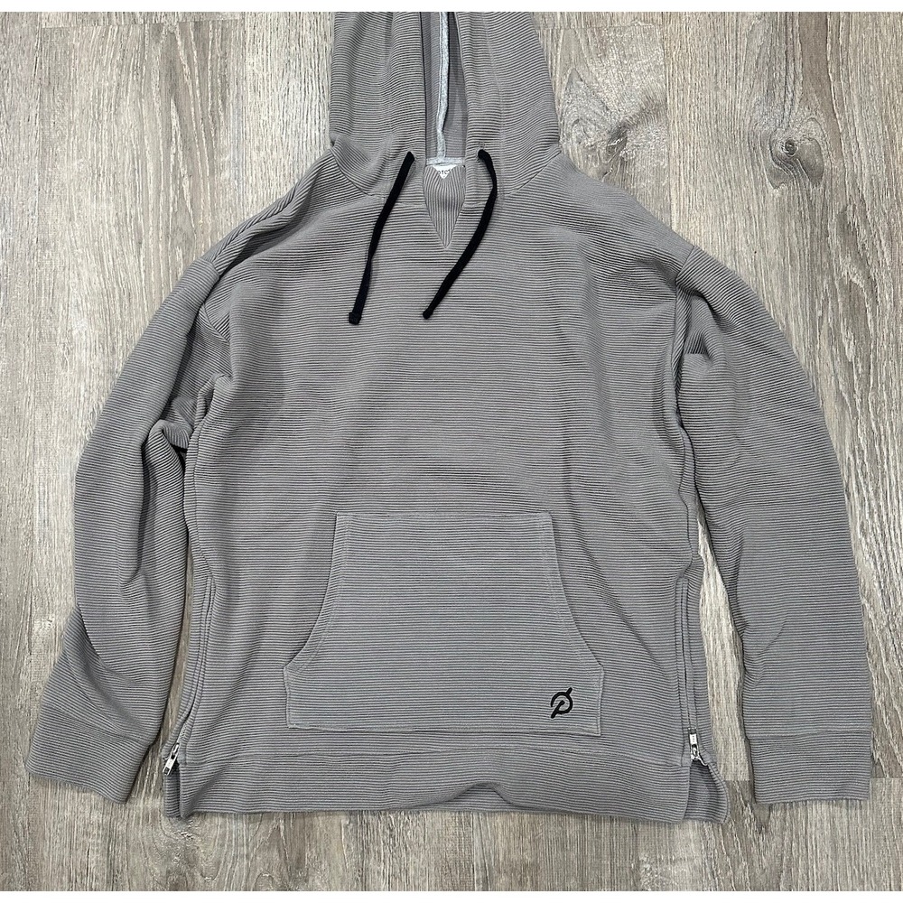 Peloton Men's Gray Grey Hoodie Hooded Sweatshirt Ribbed Performance Medium M - Picture 8 of 11